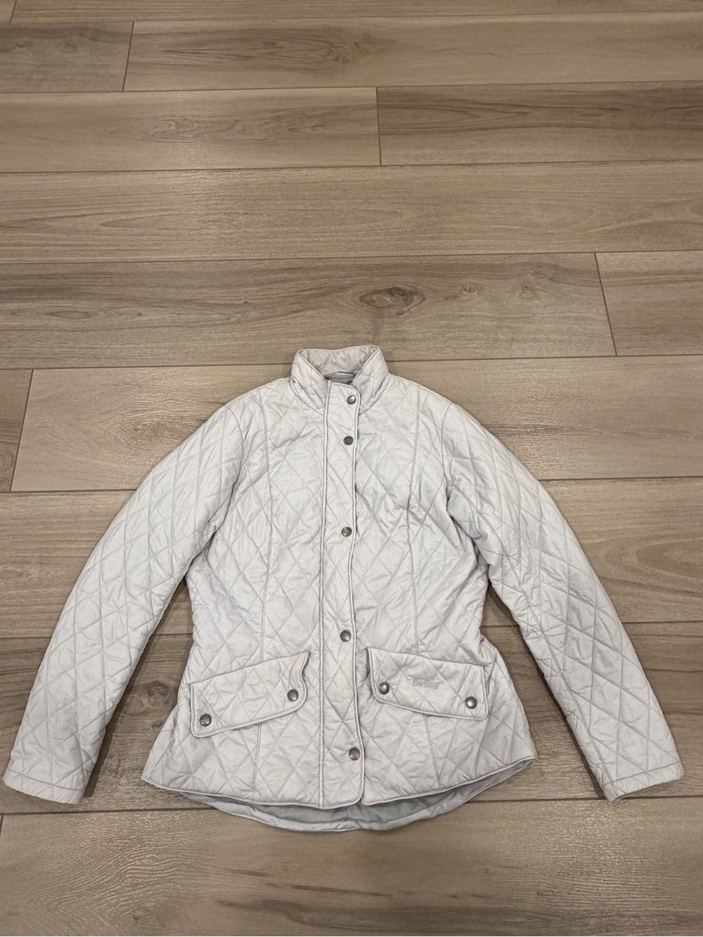 Barbour Flyweight Cavalry Quilted Jacket Light Grey Womens US 10 UK 14 LQU0228